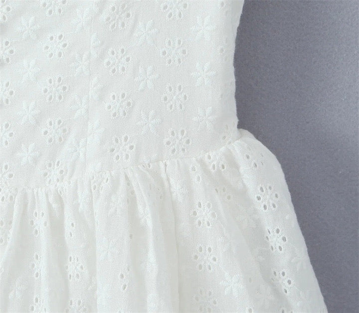 A-line country-style mini dress with floral embroidery – Amy