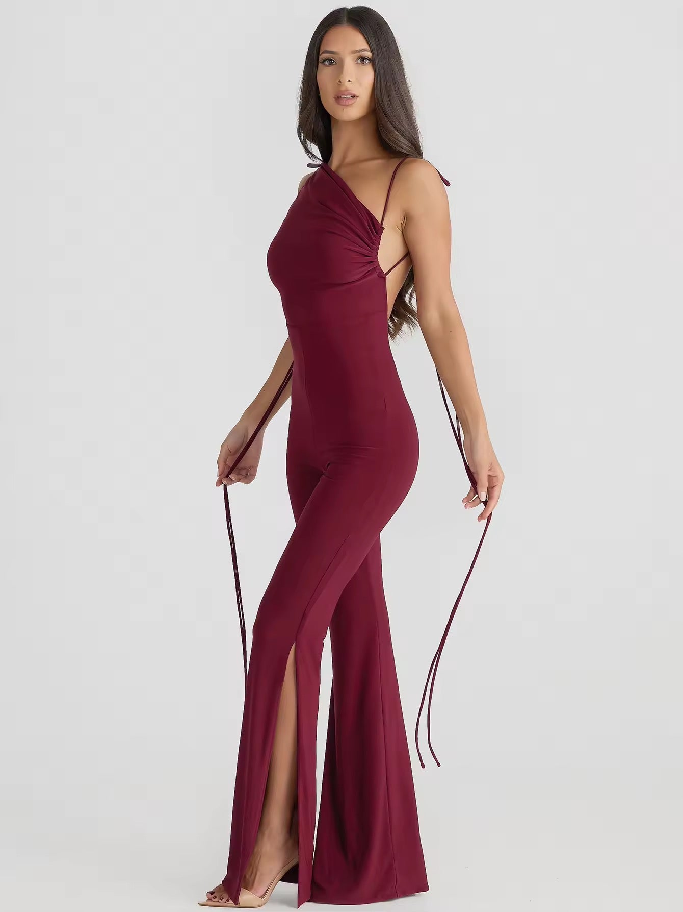 אוברול ארוך גב פתוח מכנסי פדלפון - MELENIA