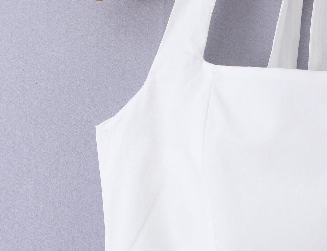 Midi dress with neck ties, an open back, and ruching – LANA