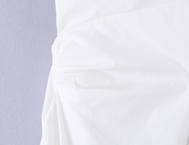 Midi dress with neck ties, an open back, and ruching – LANA