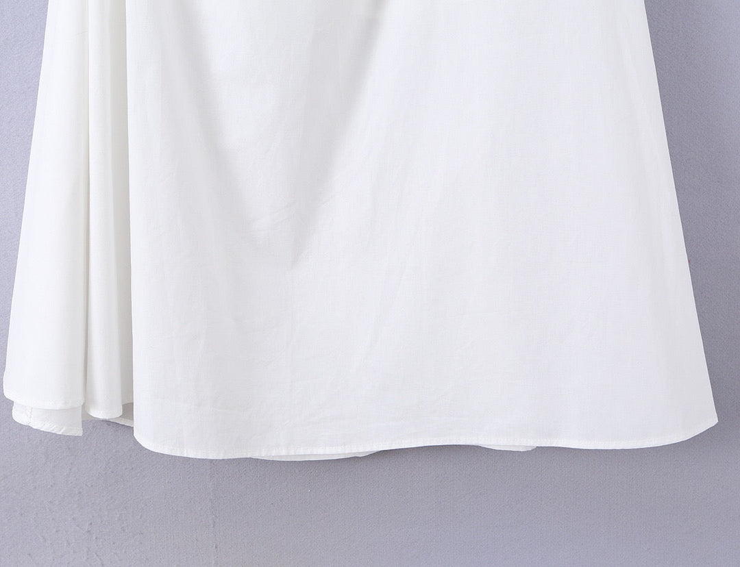 Midi dress with neck ties, an open back, and ruching – LANA