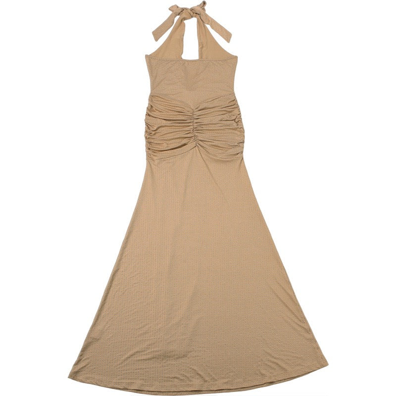 Sparkling rhinestone maxi dress with open back and tie at the nape - YANAY