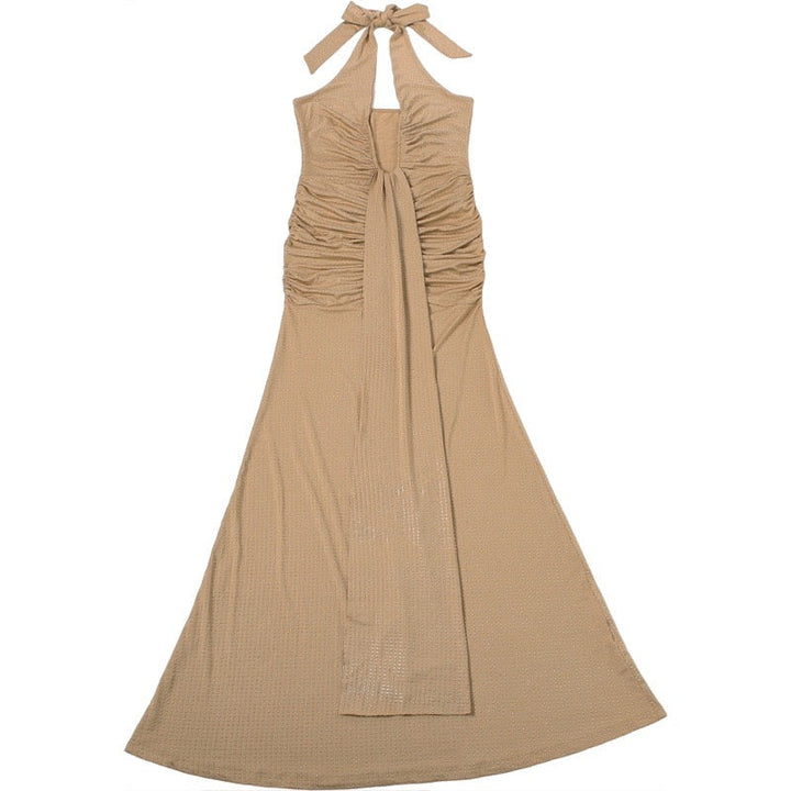 Sparkling rhinestone maxi dress with open back and tie at the nape - YANAY