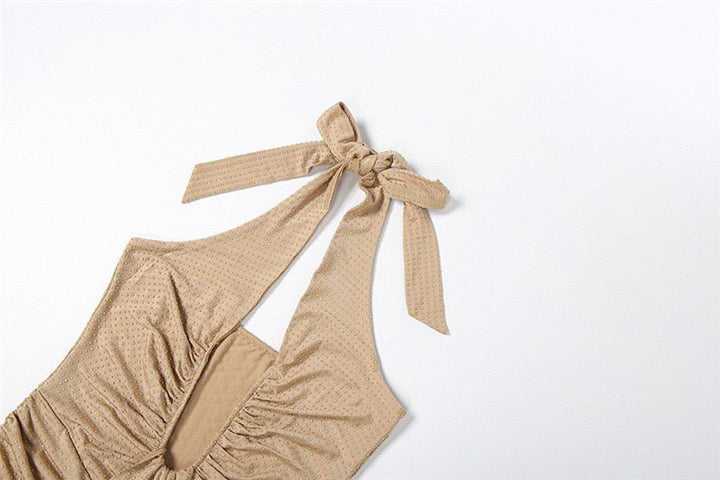 Sparkling rhinestone maxi dress with open back and tie at the nape - YANAY