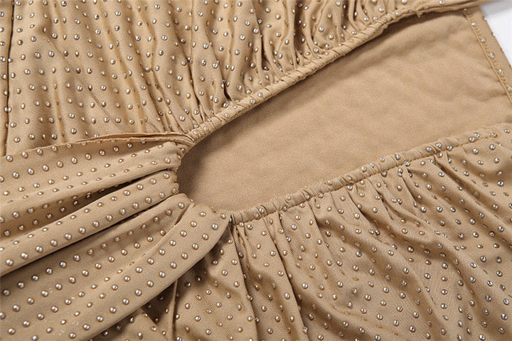 Sparkling rhinestone maxi dress with open back and tie at the nape - YANAY