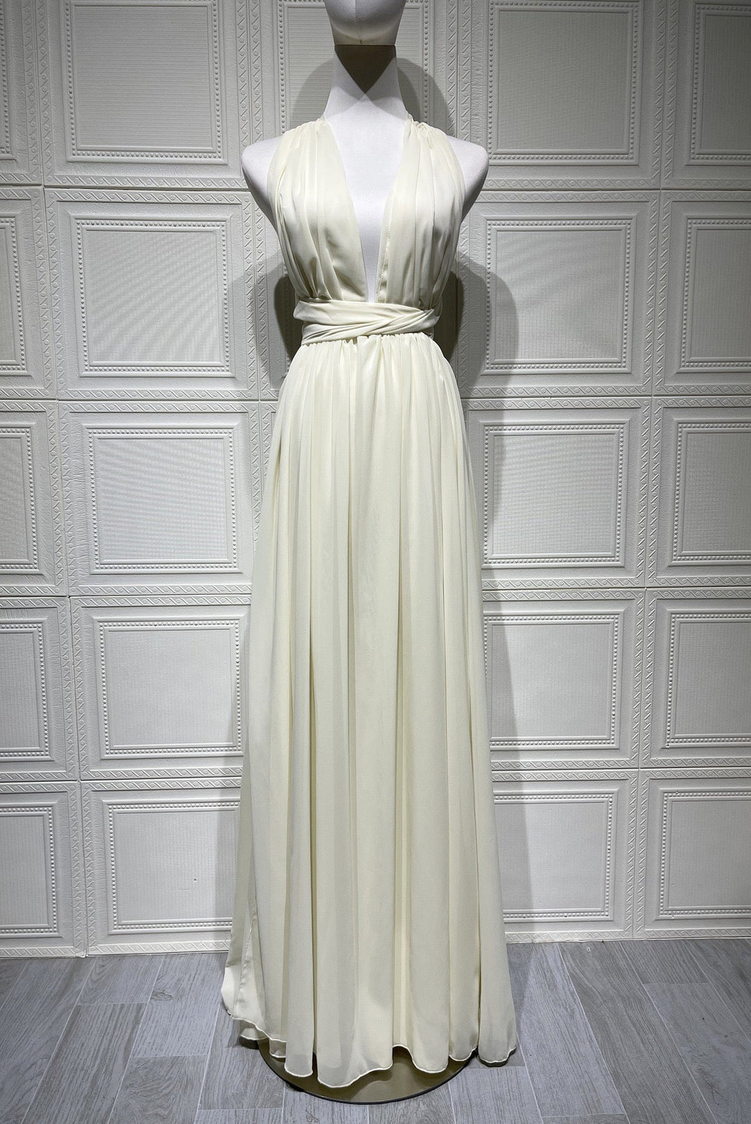 Boho Style Chiffon Maxi Dress with Ties and Slit Design - Emiliana