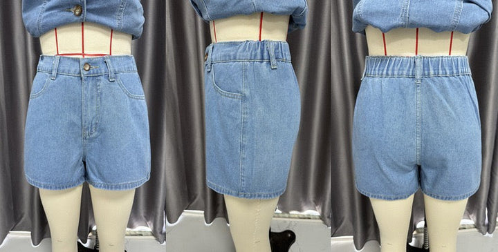 Two-piece denim set with shorts and a button-up shirt – Julian