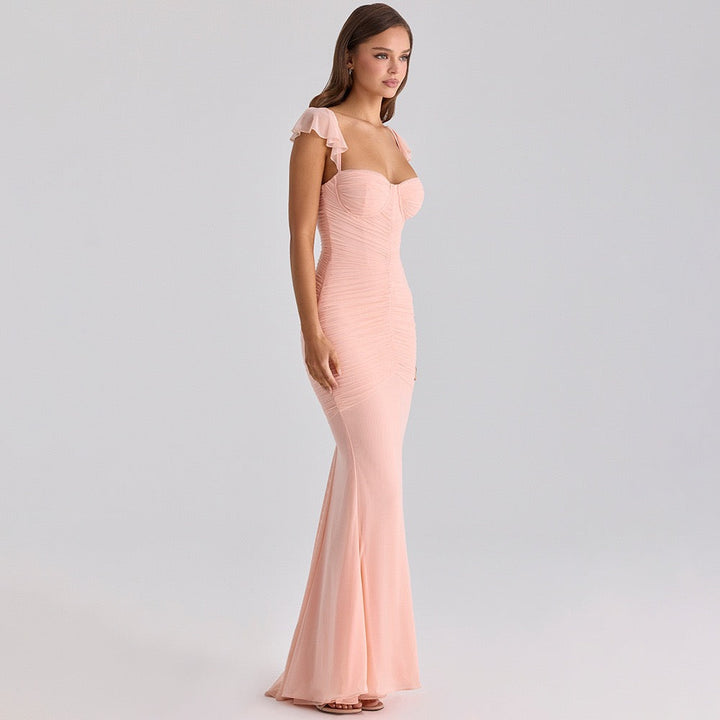 Chiffon ruched maxi dress - Lilin