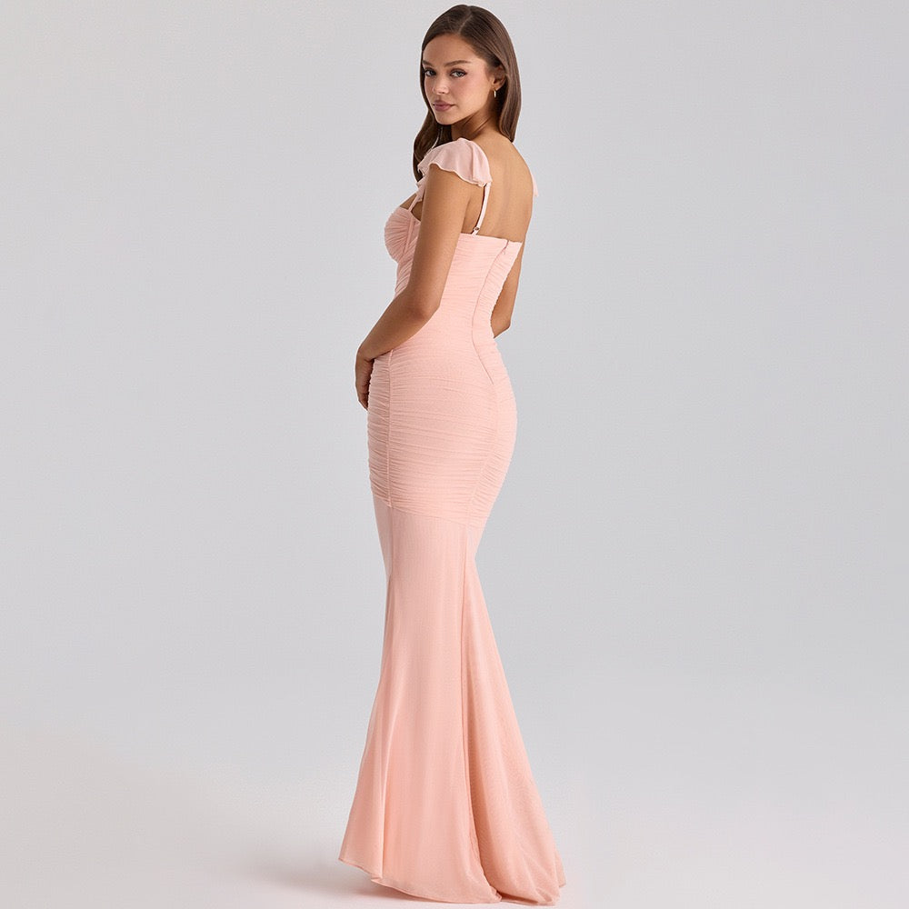 Chiffon ruched maxi dress - Lilin