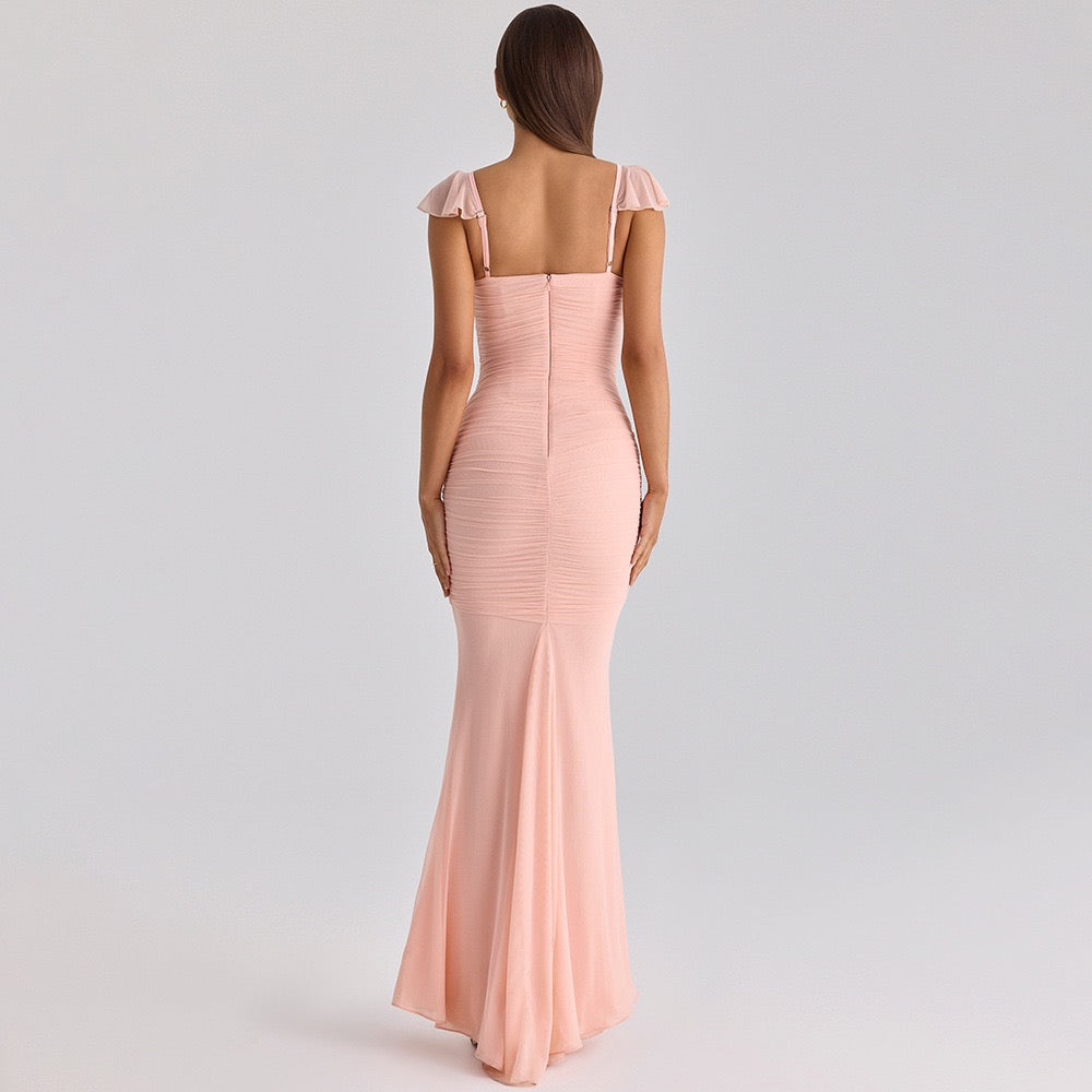 Chiffon ruched maxi dress - Lilin