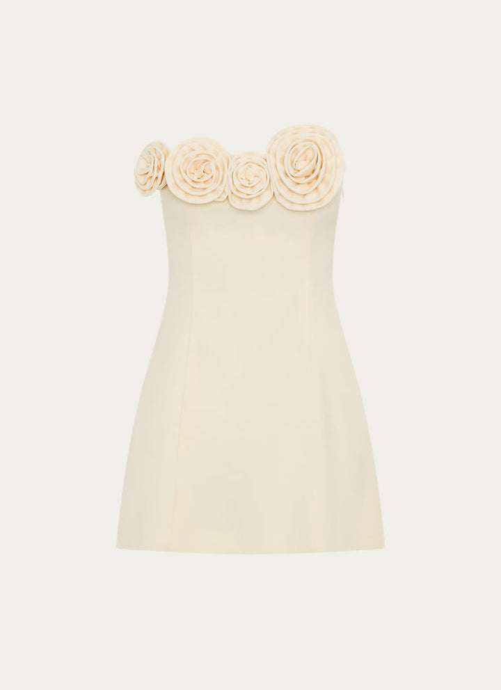 Strapless mini dress with floral appliques - Annika