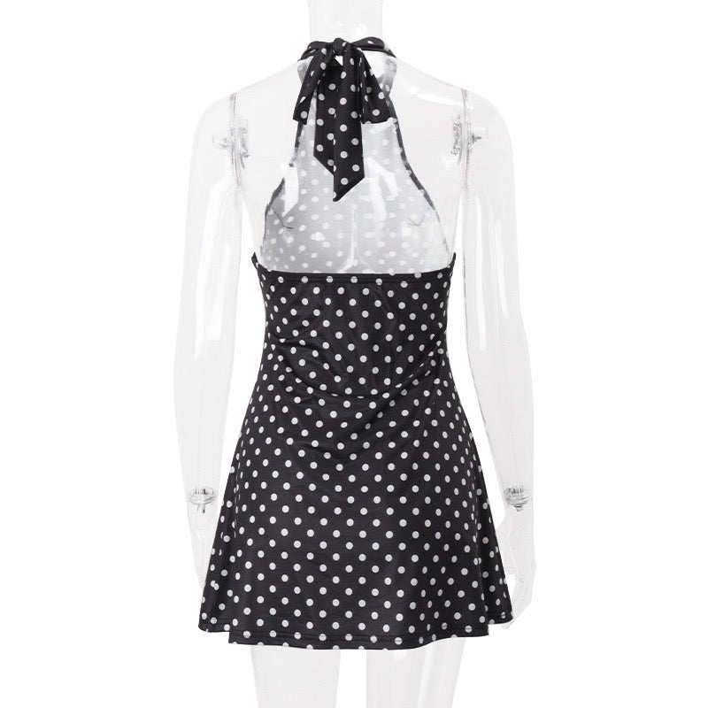 Mini dress with open back and polka dots - Carina