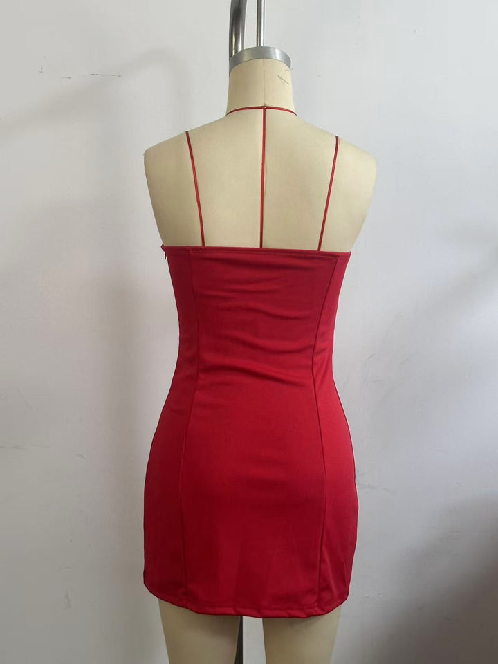 Strapless mini dress with floral appliques - Annika