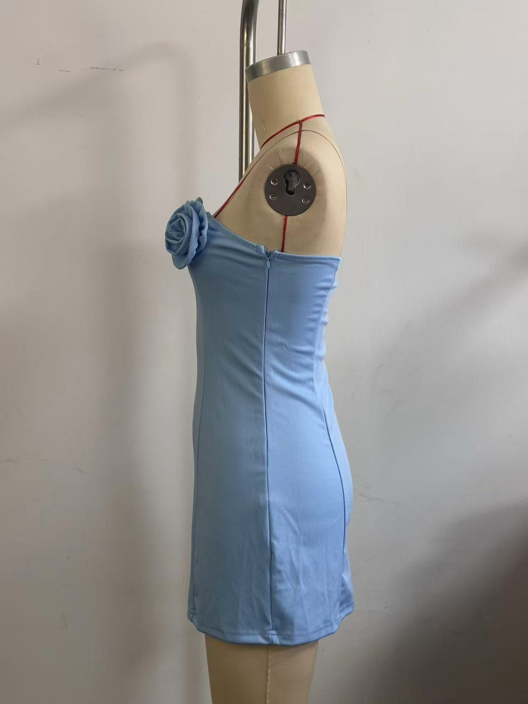 Strapless mini dress with floral appliques - Annika