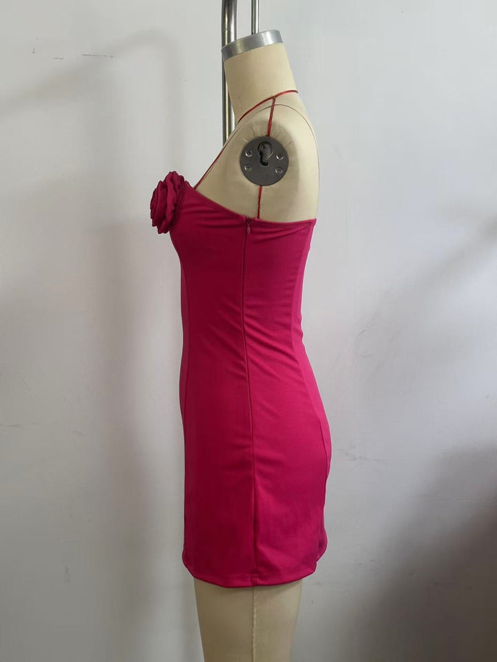 Strapless mini dress with floral appliques - Annika