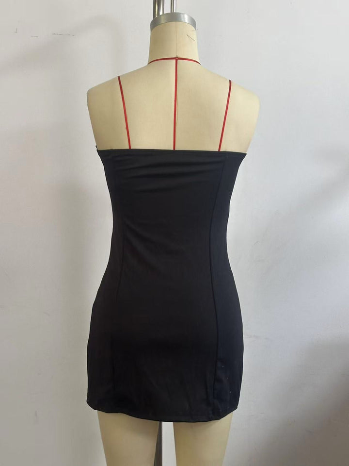 Strapless mini dress with floral appliques - Annika