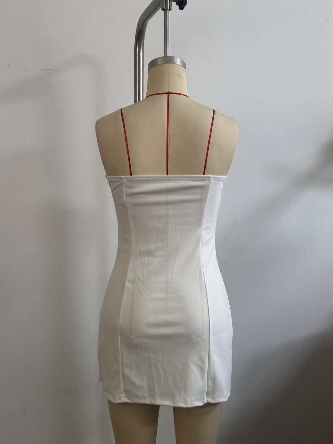 Strapless mini dress with floral appliques - Annika