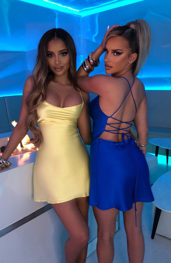 Satin mini dress with tie back - Ballina