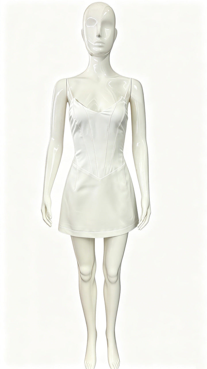 Jaylin strapless satin mini dress with a corset design