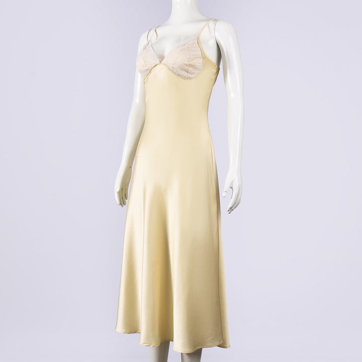 ANNEY satin maxi dress with lace trim