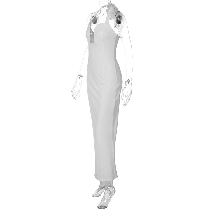Elegant maxi dress with neck ties and an open back – LAMORIN