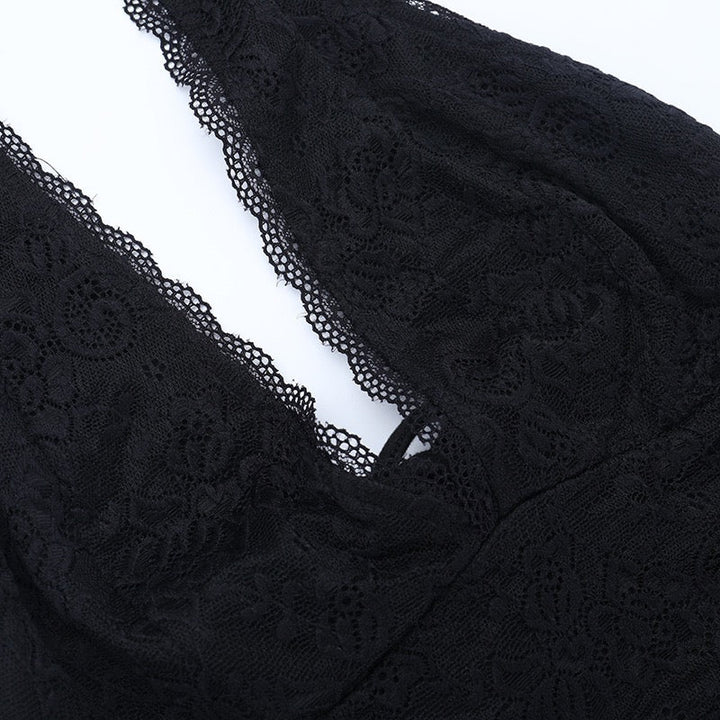 Maxi dress with lace trim and open back - ANEN