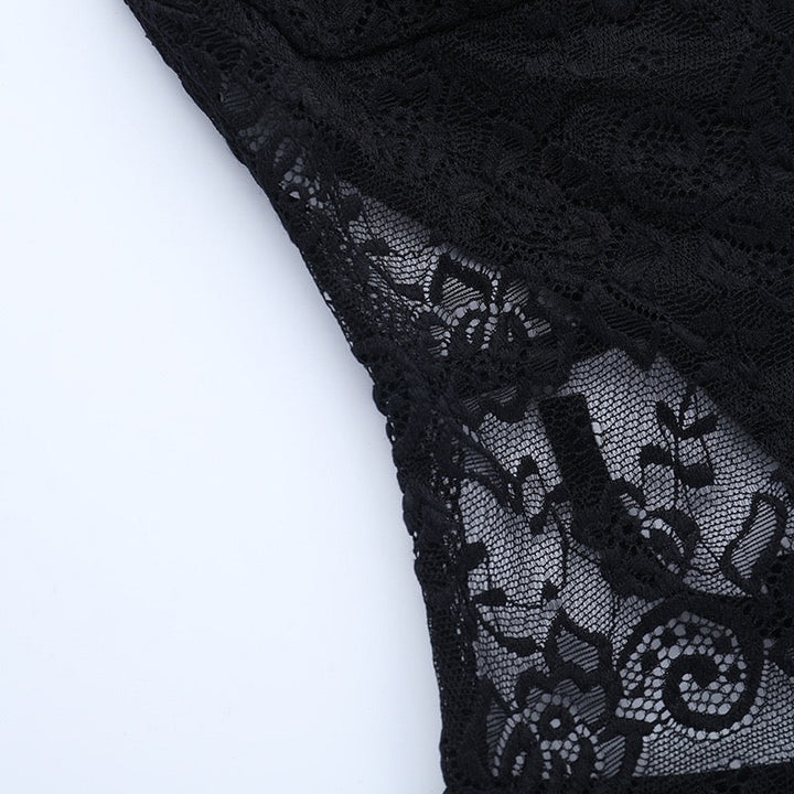 Maxi dress with lace trim and open back - ANEN