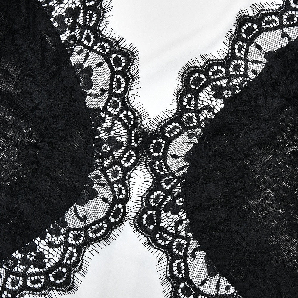 Elegant maxi dress with open back lace trim - CANDICE