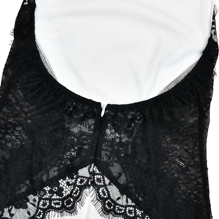 Elegant maxi dress with open back lace trim - CANDICE