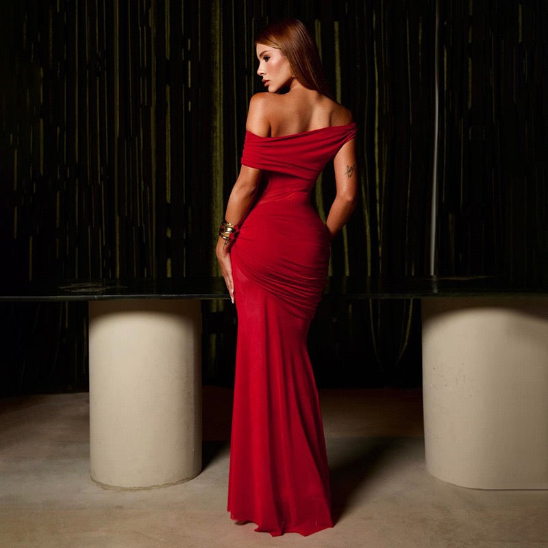 Chiffon ruched maxi dress - Yelena