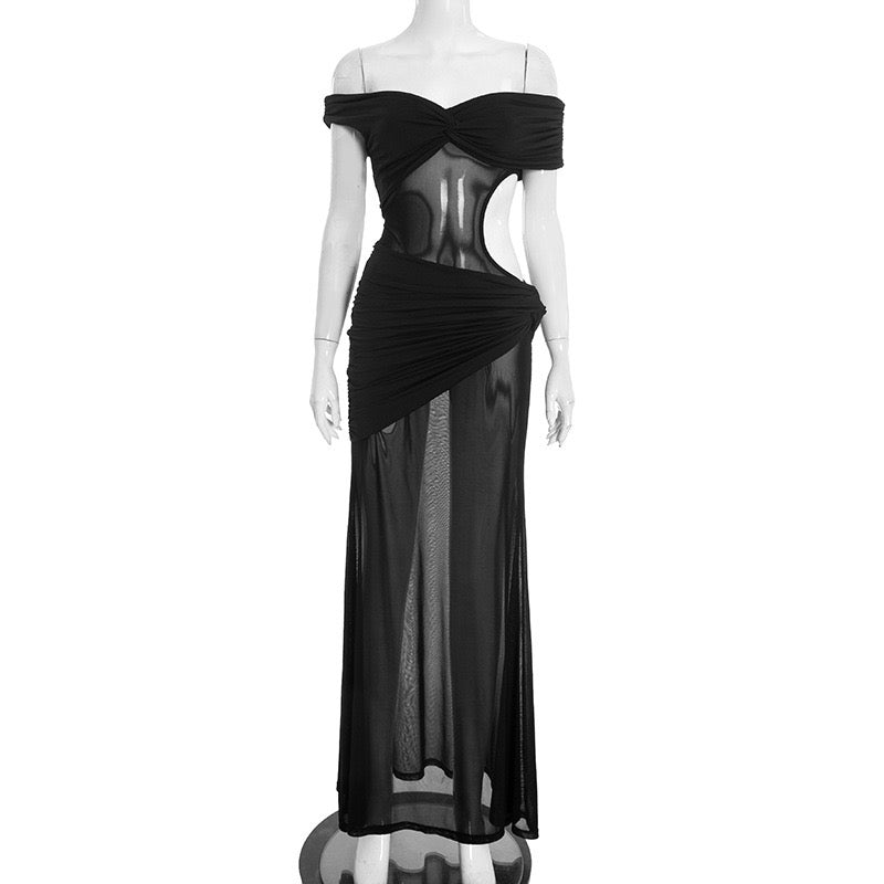 Chiffon ruched maxi dress - Yelena