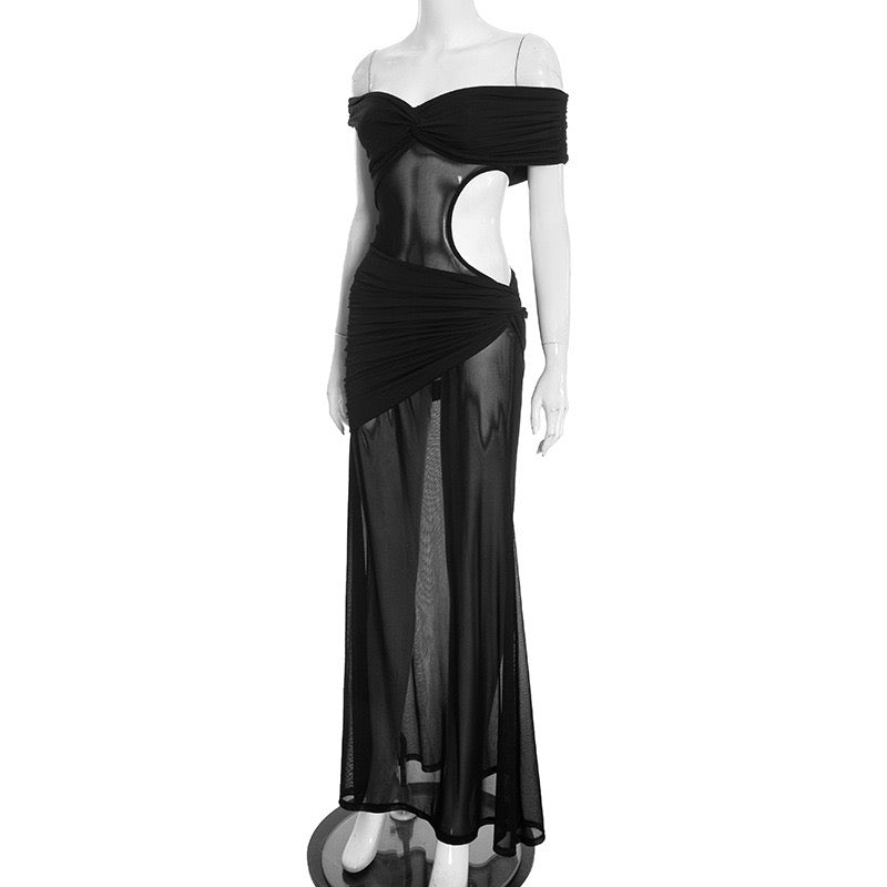 Chiffon ruched maxi dress - Yelena