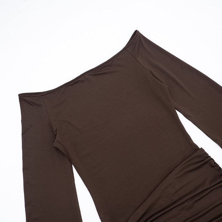 Off-the-shoulder mini dress with scarf detail - Light