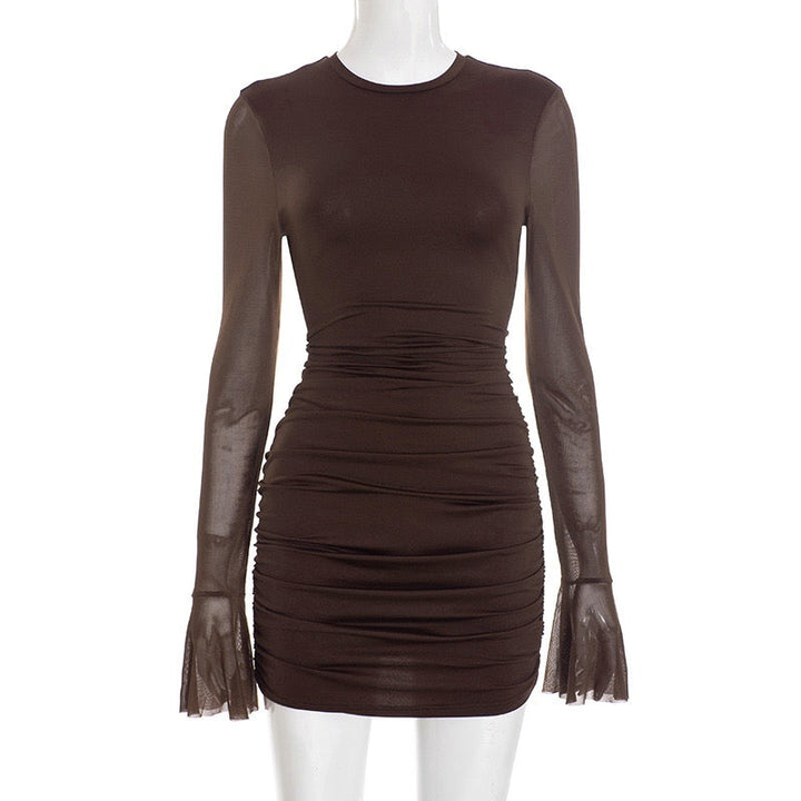 Mini dress with gathered design and open back chiffon sleeves - Rome