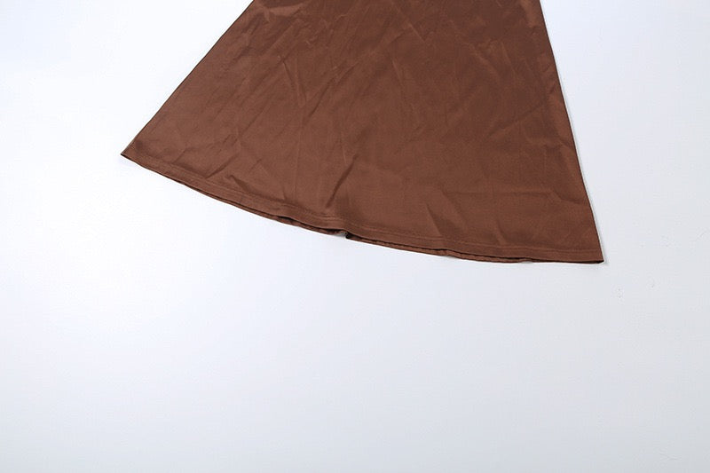 Satin maxi dress with open back lace design - CICILIA