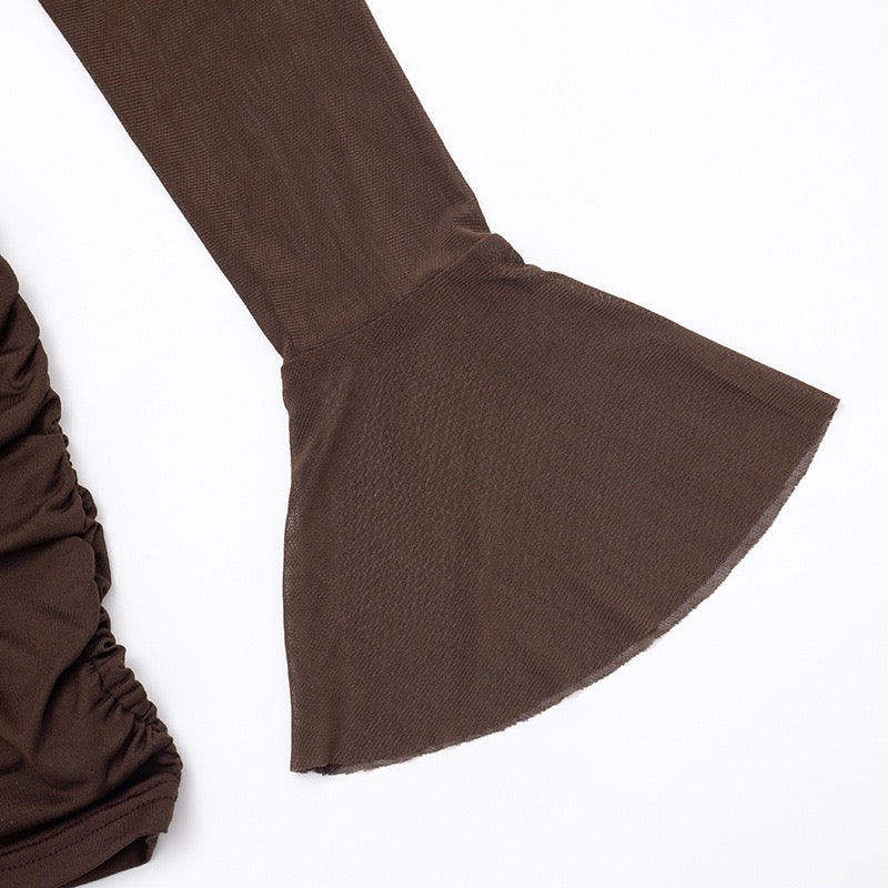 Mini dress with gathered design and open back chiffon sleeves - Rome