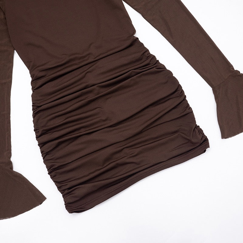 Mini dress with gathered design and open back chiffon sleeves - Rome