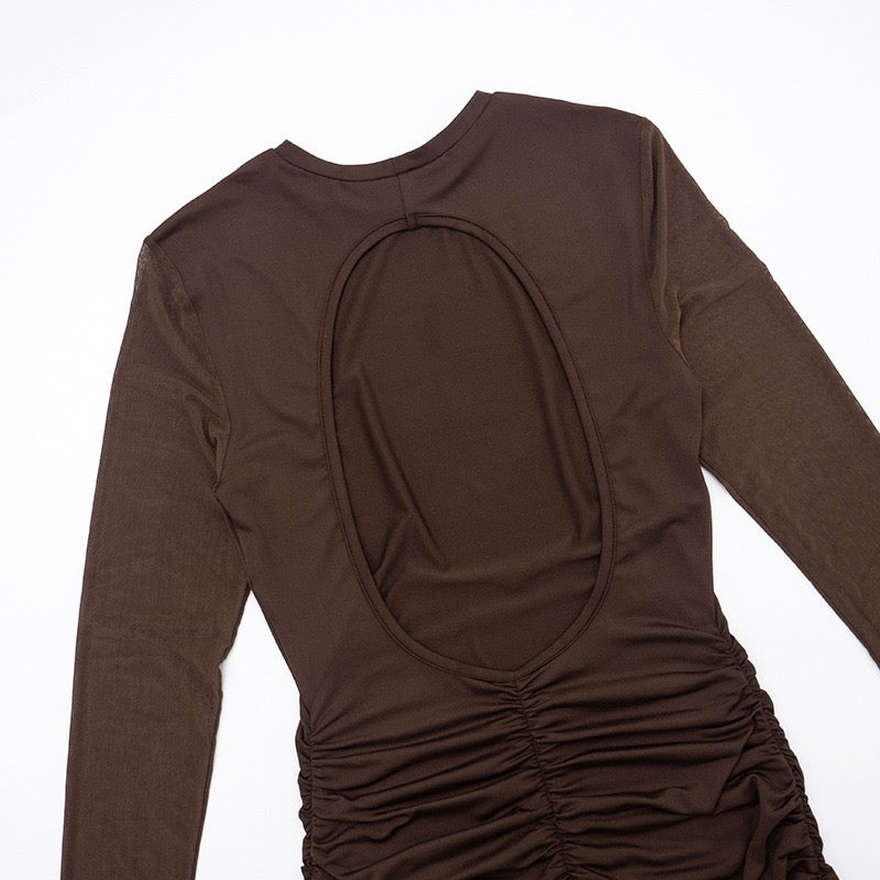 Mini dress with gathered design and open back chiffon sleeves - Rome