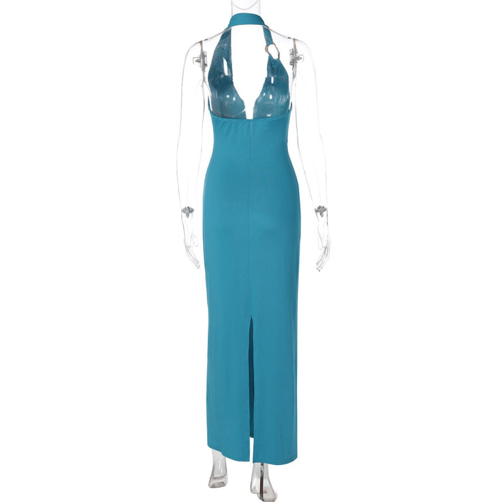 Open-back fitted maxi dress with gathered buckles - Wally