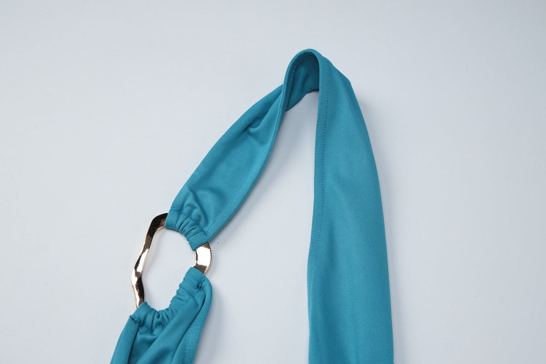 Open-back fitted maxi dress with gathered buckles - Wally