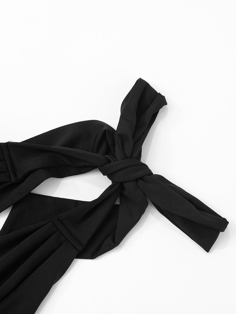 Maxi dress with lace trim and open back - ANNA