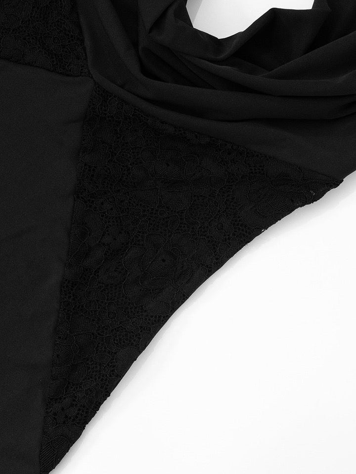 Maxi dress with lace trim and open back - ANNA