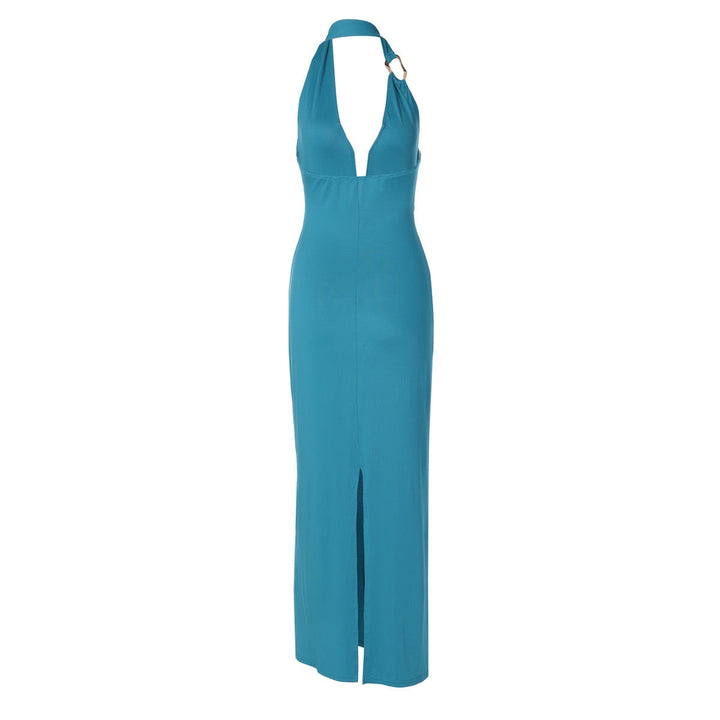 Open-back fitted maxi dress with gathered buckles - Wally