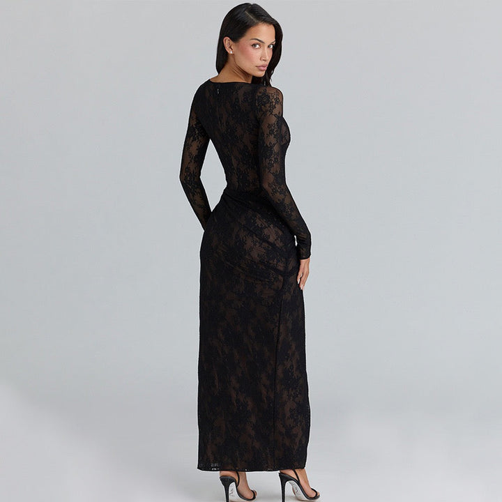 Lace maxi dress with slit design - ELOR