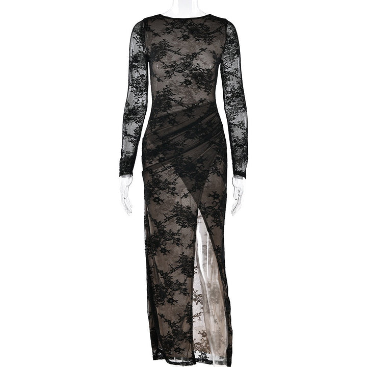 Lace maxi dress with slit design - ELOR