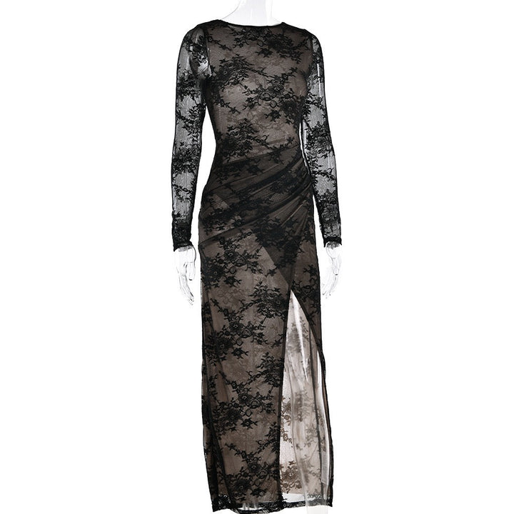 Lace maxi dress with slit design - ELOR