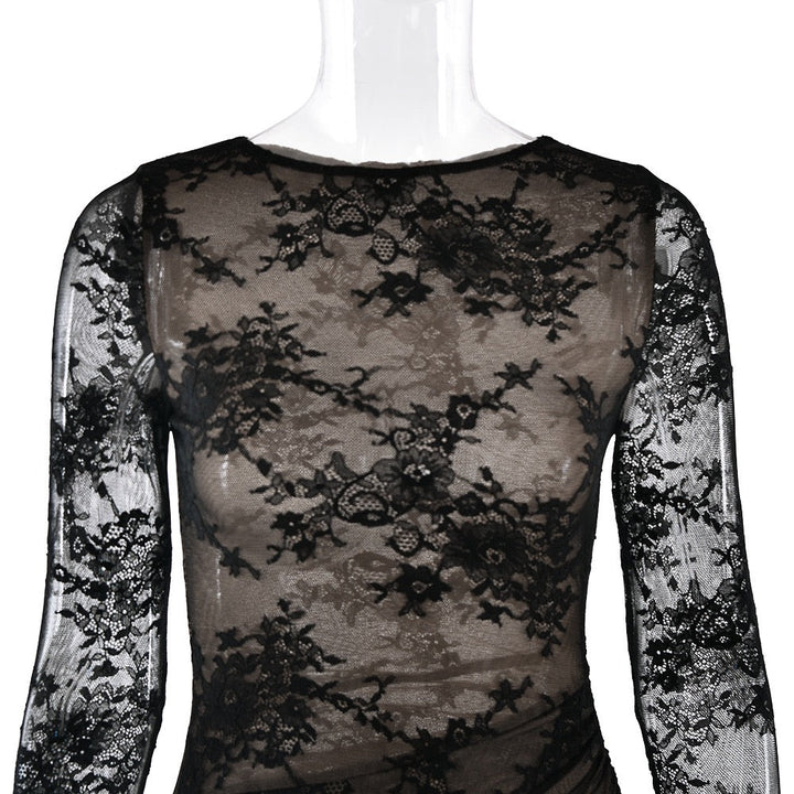 Lace maxi dress with slit design - ELOR