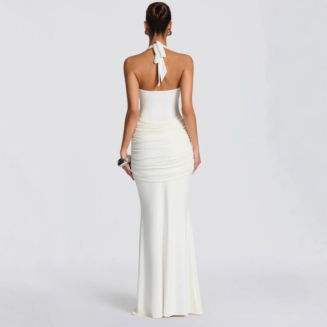 Open back lace maxi dress with a tie design - Lillian