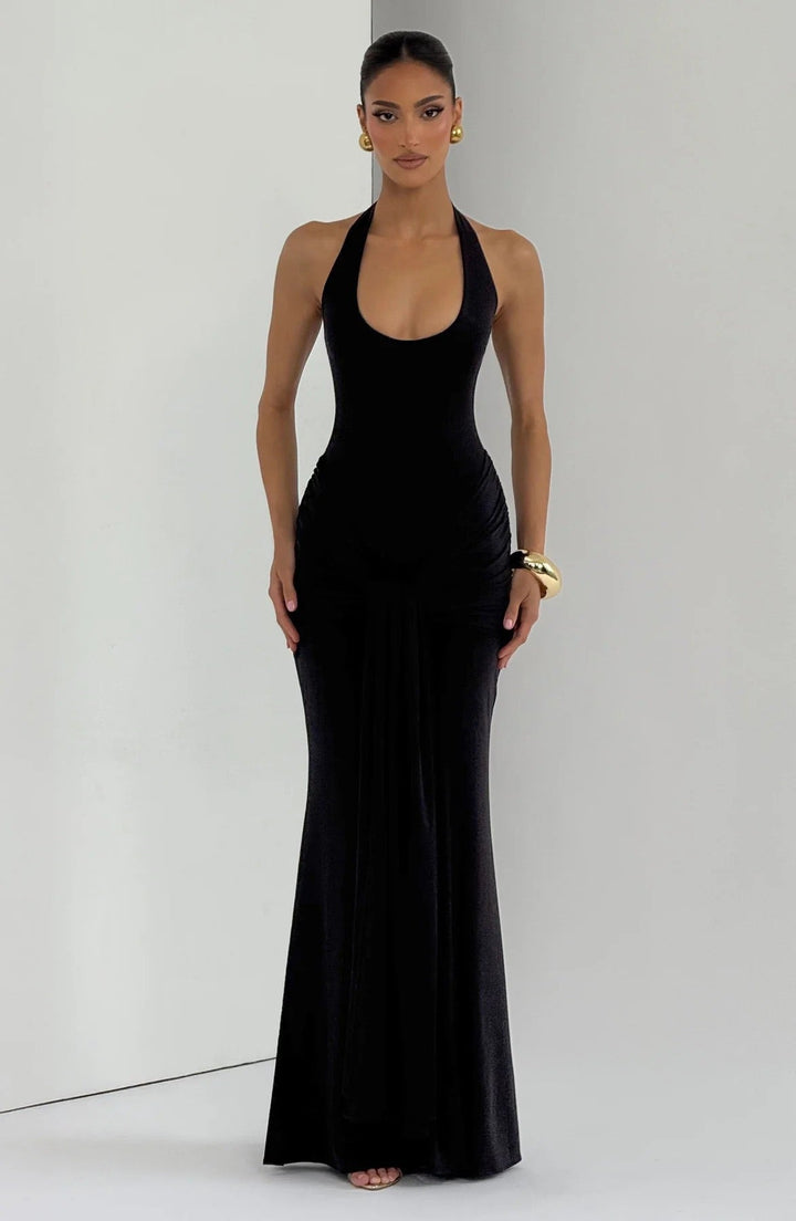Open back lace maxi dress with a tie design - Lillian