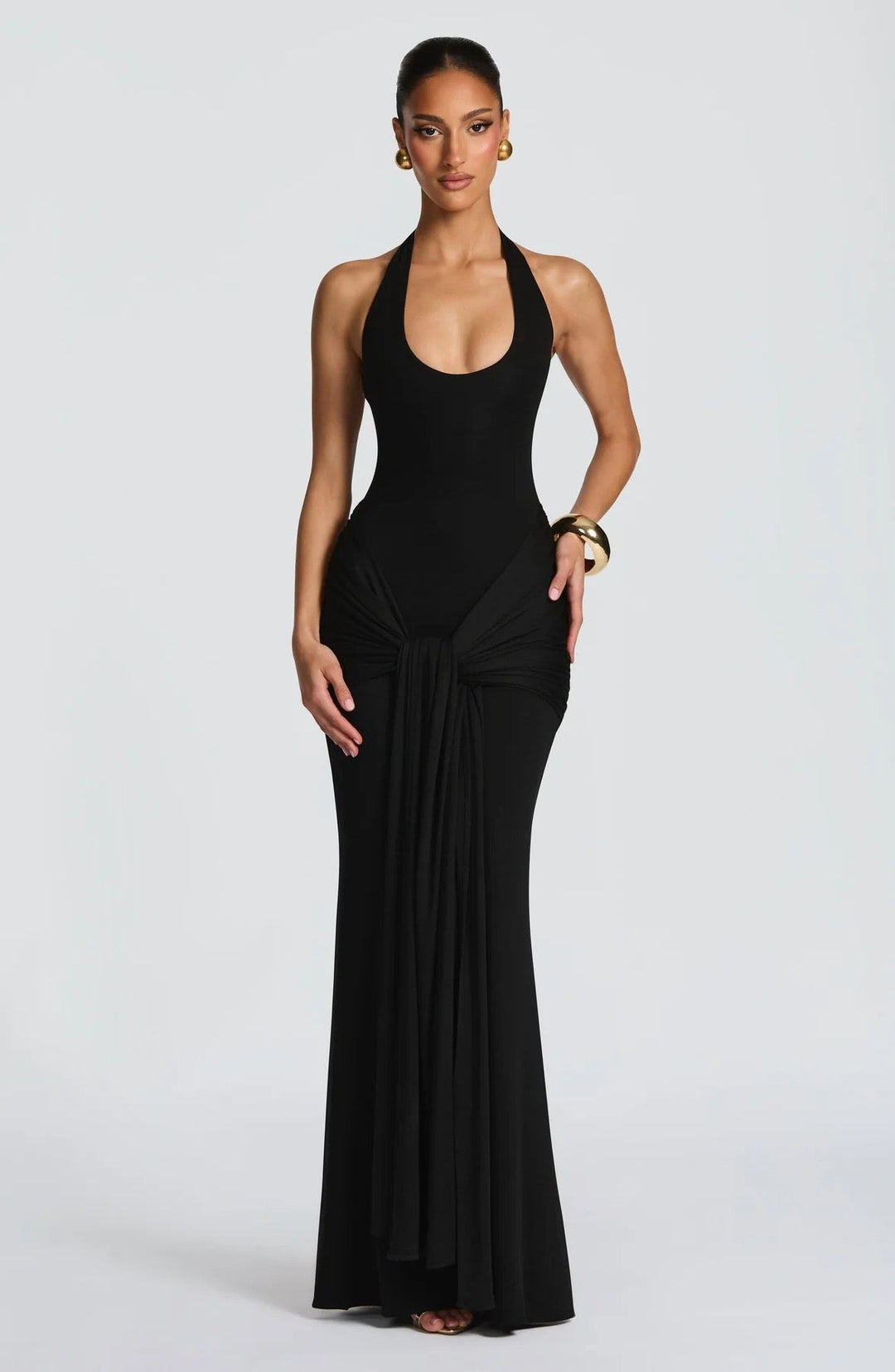 Open back lace maxi dress with a tie design - Lillian